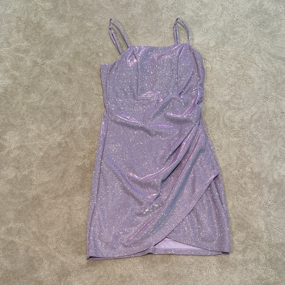 Crystal Doll Sparkling Purple Mini Dress